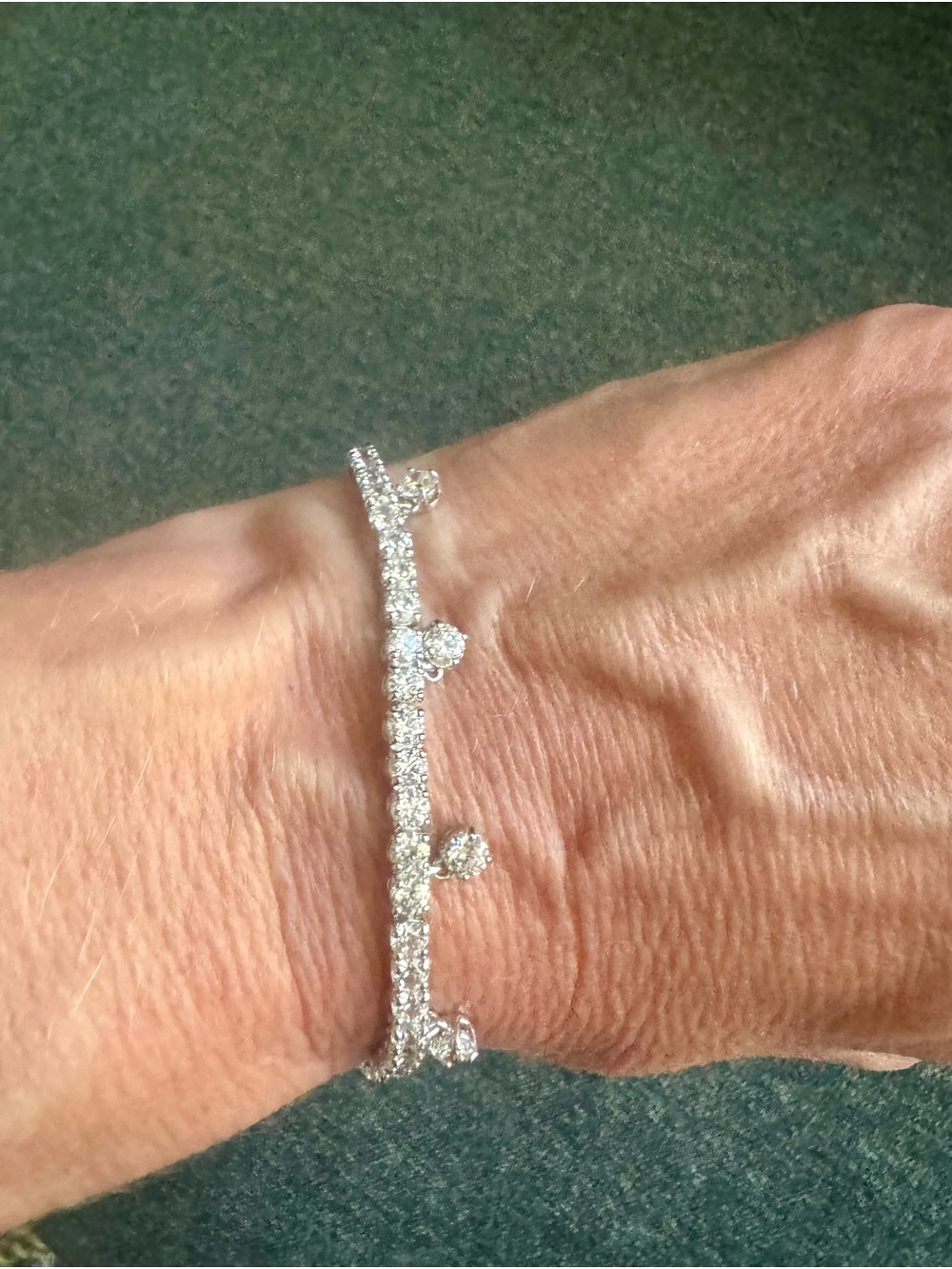Swarovski Silver-Tone Crystal Slider Bracelet with Dangling Crystals - Picture 5 of 5